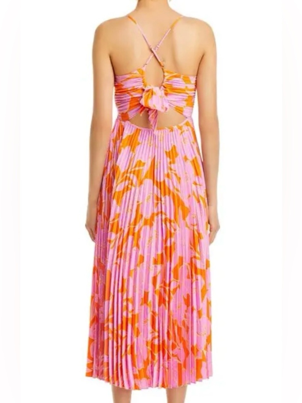 ASTR Blythe Pleated Dress Floral Maxi Dress in Purple and Orange - Picture 7 of 10
